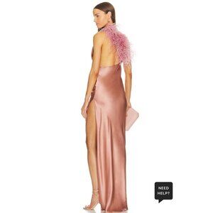 MadebyILA Emma Gown Mauve Silk Feather Trim One Shoulder